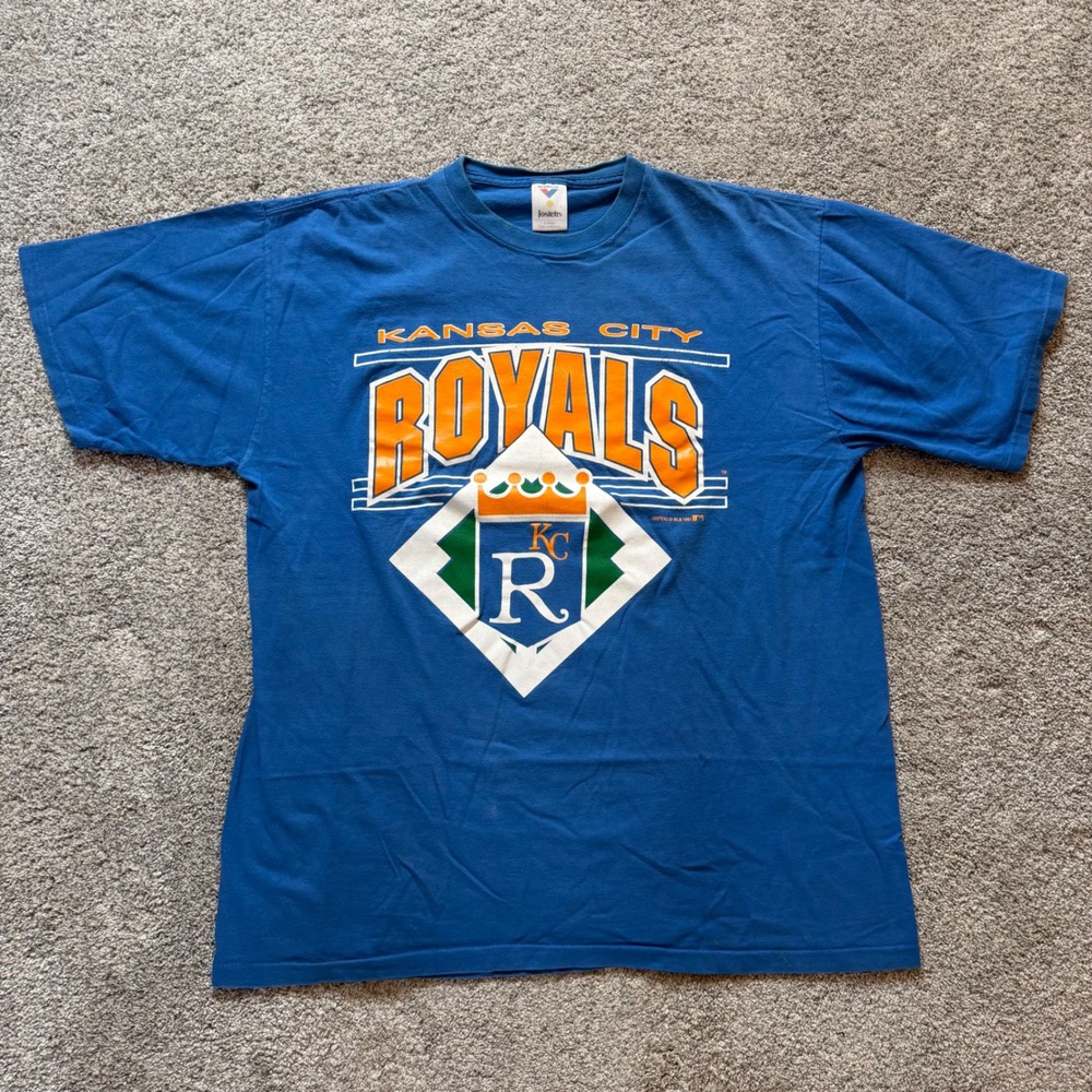 Vintage 1991 Kansas City Royals Jostens T-Shirt XL Blue MLB Made in USA 90s Tee